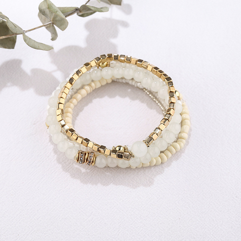 方形金属波西米亚风多层百搭手串时尚天然水晶石手链厂家批发详情7