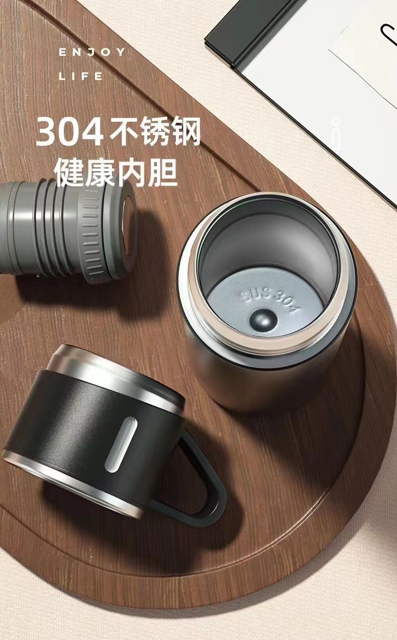 大容量一杯三盖304不锈钢保温杯儿童高档礼品盒装水杯批发印logo详情12