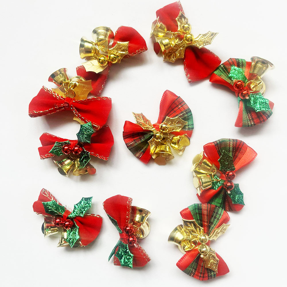 铃铛蝴蝶结圣诞装饰品圣诞树节日装扮圣诞节服装配饰花环diy挂件详情1