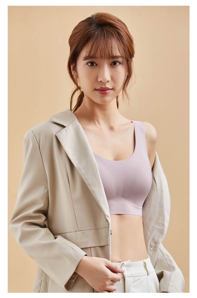 新款无痕内衣女士美背大胸显小无钢圈固定杯背心运动聚拢文胸罩女详情19