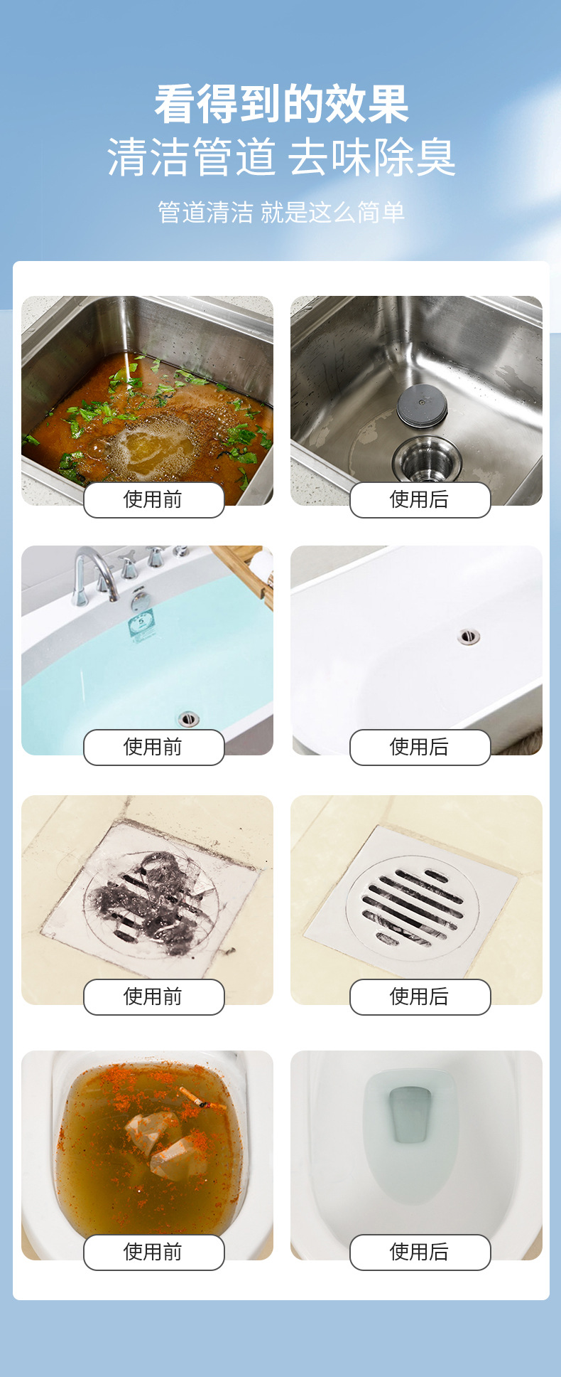 DISHILIN/蒂诗琳 通下水道管道疏通剂厨房油污强力溶解神器除臭详情10