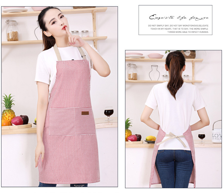 Cotton and linen neck hanging striped export apron, home, restaurant, kitchen, baking waist, Japanese work apron wholesale with printing pic 17