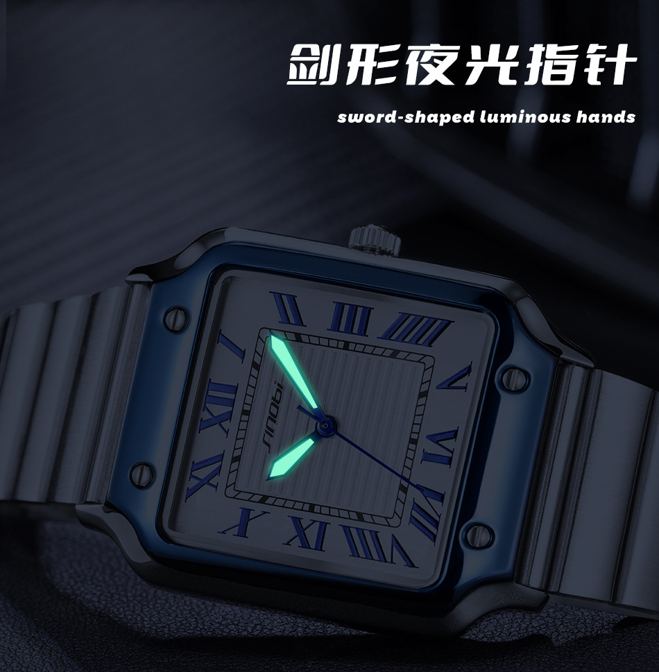 Sinobi男士手表男款商務(wù)羅馬方表夜光防水廣州腕表石英表手表男表詳情19