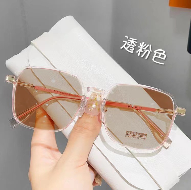 新款防蓝光超轻高颜值显瘦素颜光感变色成品近视镜女变色大框眼镜详情13