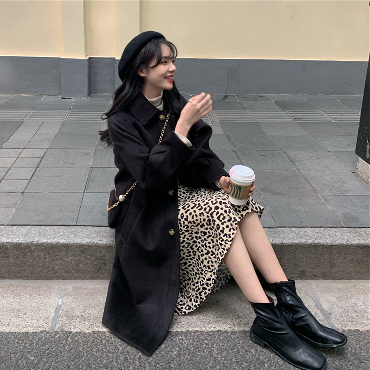 女大衣高级感2022秋冬款韩版学院风呢子风衣气质中长款毛呢外套女详情9