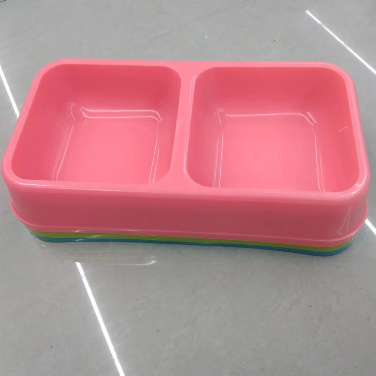 Pet feeding bowl, candy-colored, durable, pet feeding double bowl, simple, large capacity, water and feeding utensils, pet bowl pic 2