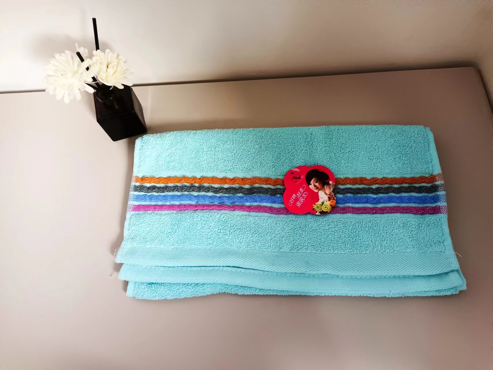 Wholesale color-striped towels, plain adult absorbent face towels, household facial cleansing gifts, embroidered logos pic 7