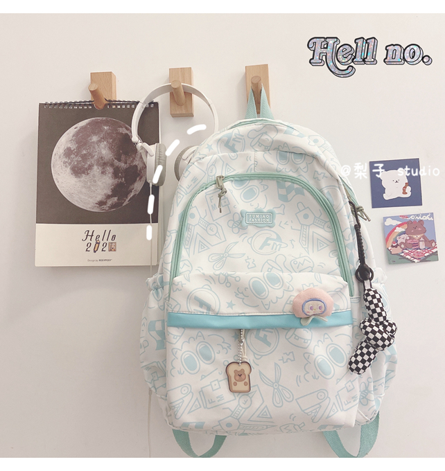 Japanese-style schoolbag for girls, Instagram, niche Harajuku graffiti design backpack, large-capacity backpack for junior high school, senior high school and college students pic 27