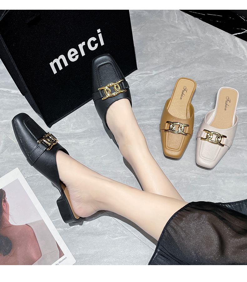 包头鞋女款时尚夏季外穿家用平底包头鞋休闲女士室外凉鞋详情3