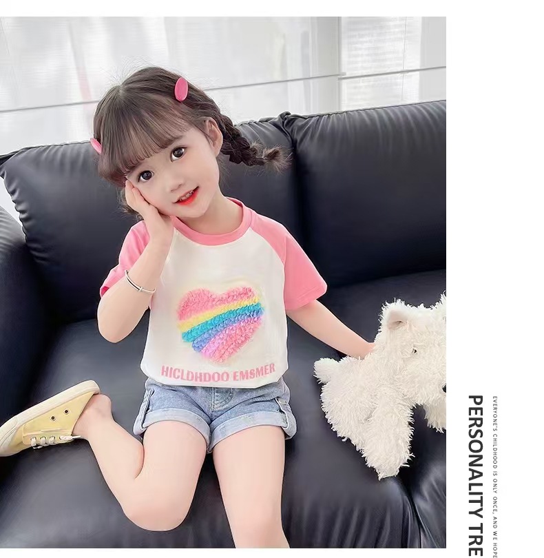 2025夏季女童短袖上衣T恤新款纯棉女宝宝短袖洋气高档童装代发详情7