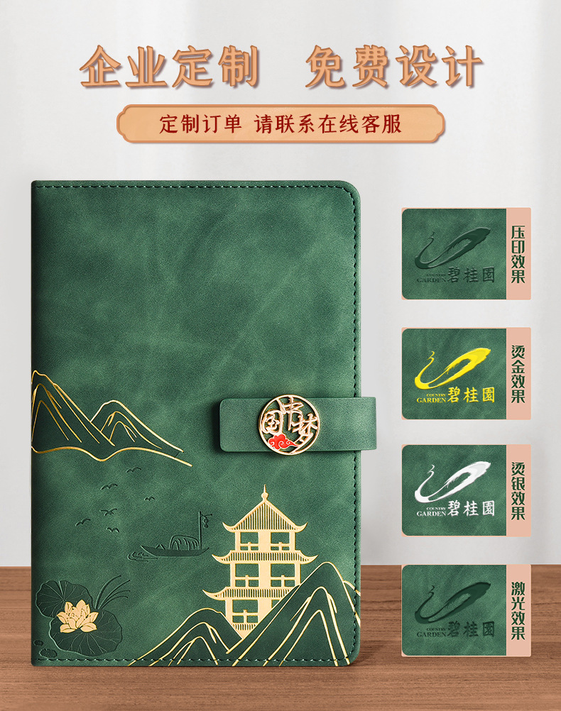 Business A5 National Trend Notebook Gift Box Set Customized retro exquisite cultural and creative ancient-style notebook can be printed with logo pic 10