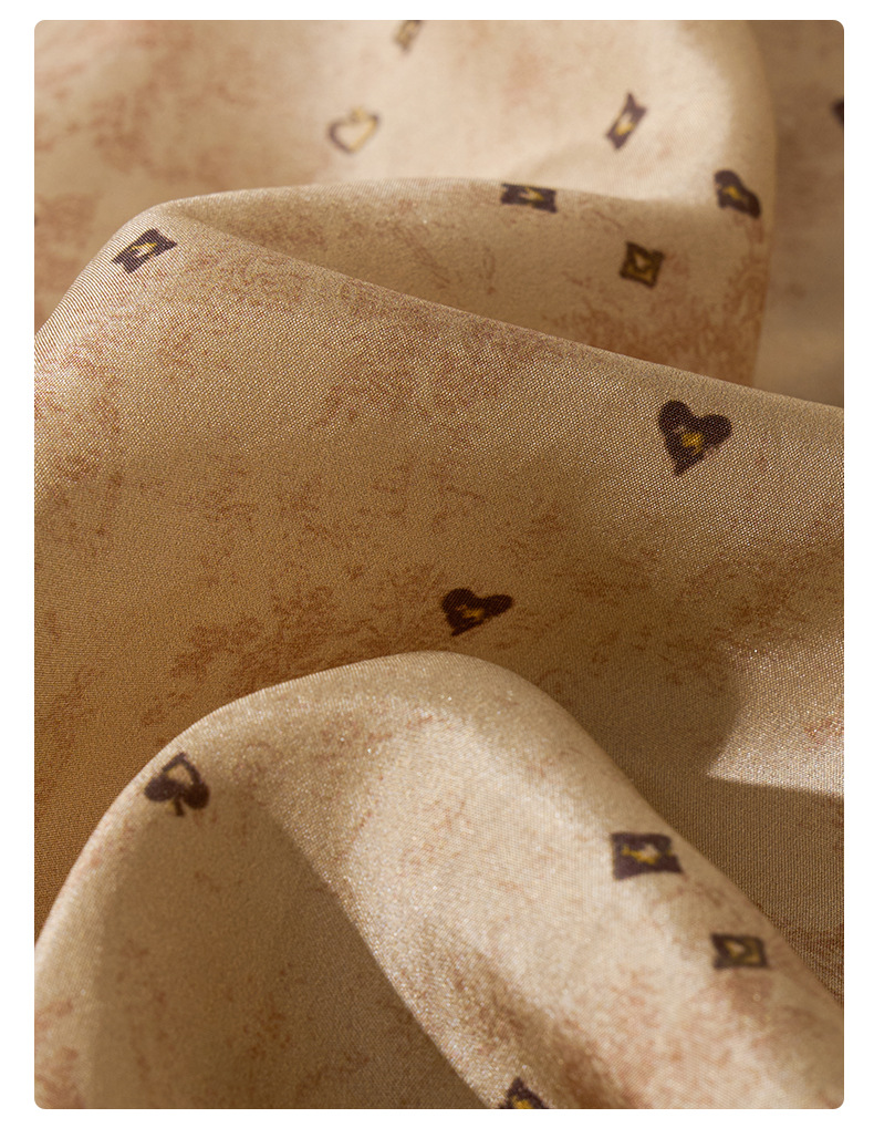 荣太设计师定染黑桃印花真丝连衣裙女拼接欧根纱桑蚕丝裙子系带详情41