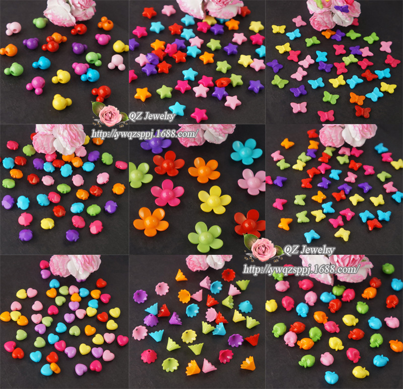 儿童早教益智道具珠子 亚克力白色十字架花纹圆珠diy直孔散珠详情5