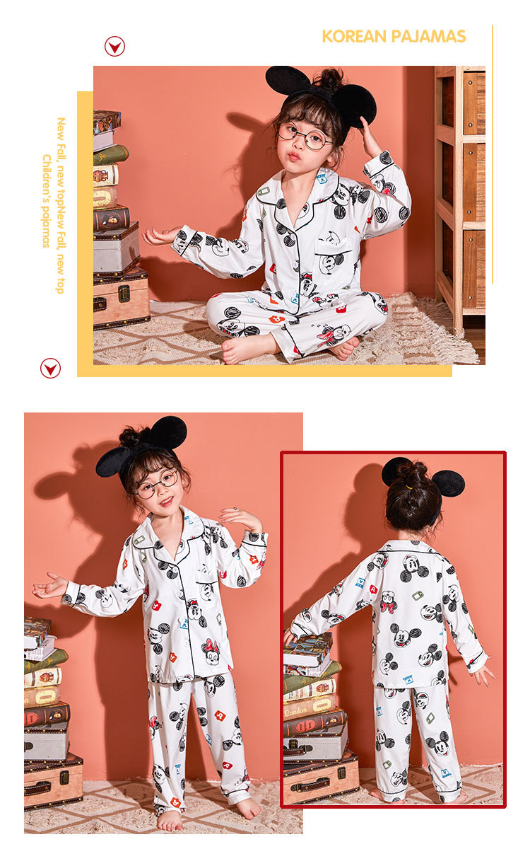 儿童睡衣女孩春夏长袖翻领牛奶丝套装开衫宝宝卡通外贸男童家居服详情7