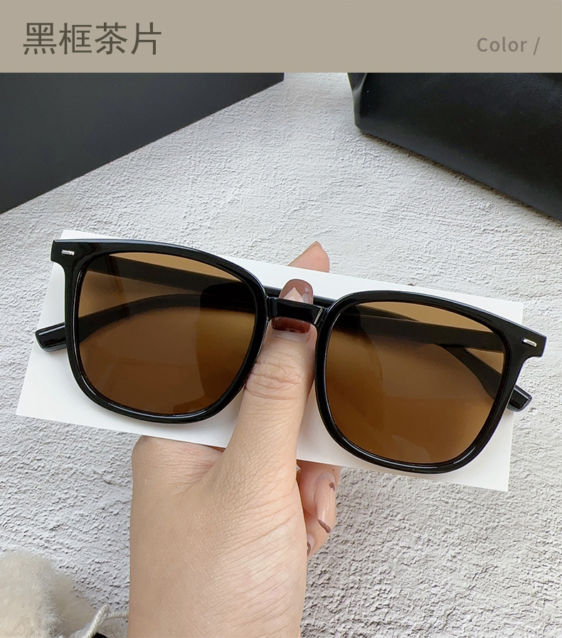 新款黑框茶色墨镜男高级感痞帅遮阳防紫外线太阳镜女韩版时尚方框详情26