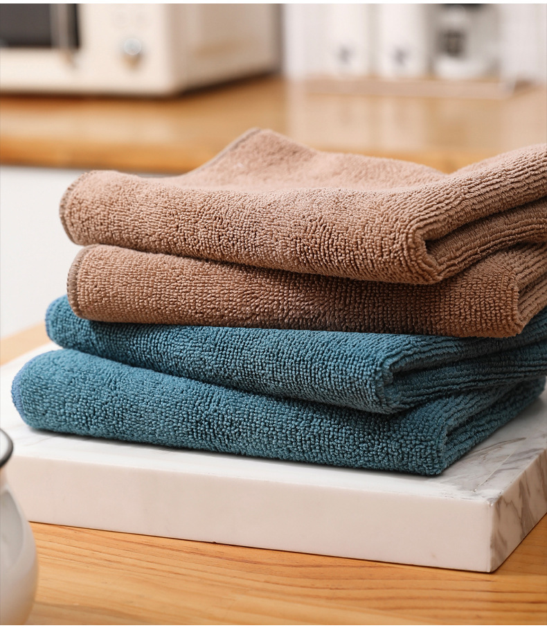 Superfine fiber polyester fabric thickened strong absorption car wash towel, kitchen cleaning non-stick oil dishwashing towel, small square towel, rag pic 21