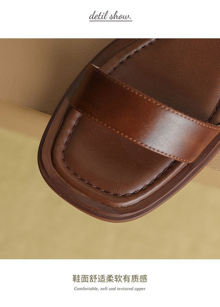 网红爆款凉鞋女一字带平底高级方头韩版百搭舒适外穿防滑罗马鞋子详情10