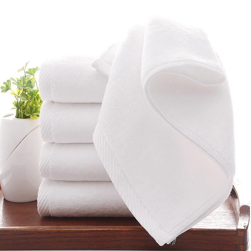 Factory direct supply of 120g thickened white towels with logo embroidery, high-quality 32-ply all-cotton white hotel and guesthouse towels pic 12