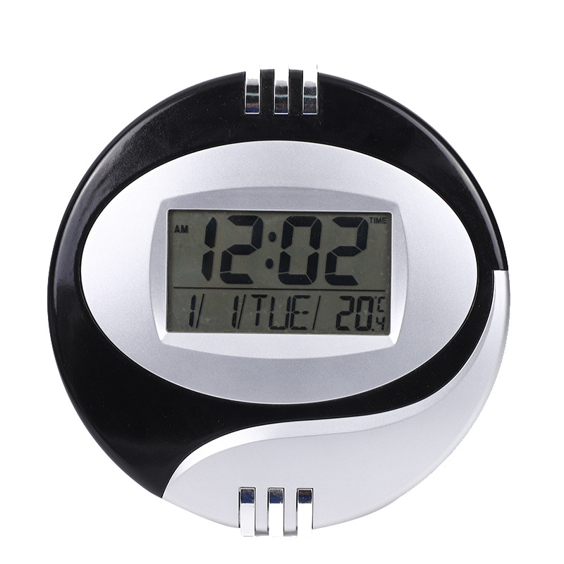 Modern creative silent wall clock for living room and bedroom, electronic clock with LCD display, gift clock pic 5