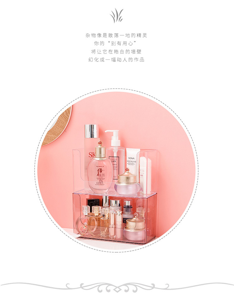 Perforation-free transparent adhesive wall-mounted storage box, bathroom storage rack, nail-free and traceless mask storage box for storage pic 2