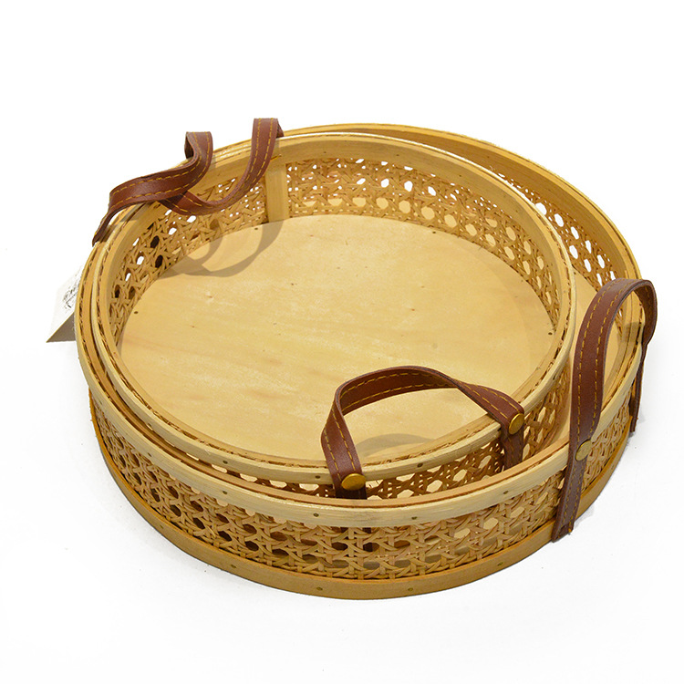 特价清仓桌面收纳托盘杂物钥匙收纳筐果茶几零食编织筐仿藤编织盒详情11