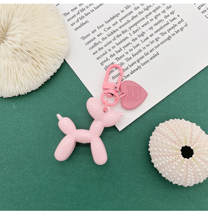 ins风糖果色气球狗亚克力钥匙扣爱心钥匙手机包包挂件配件小礼品详情7