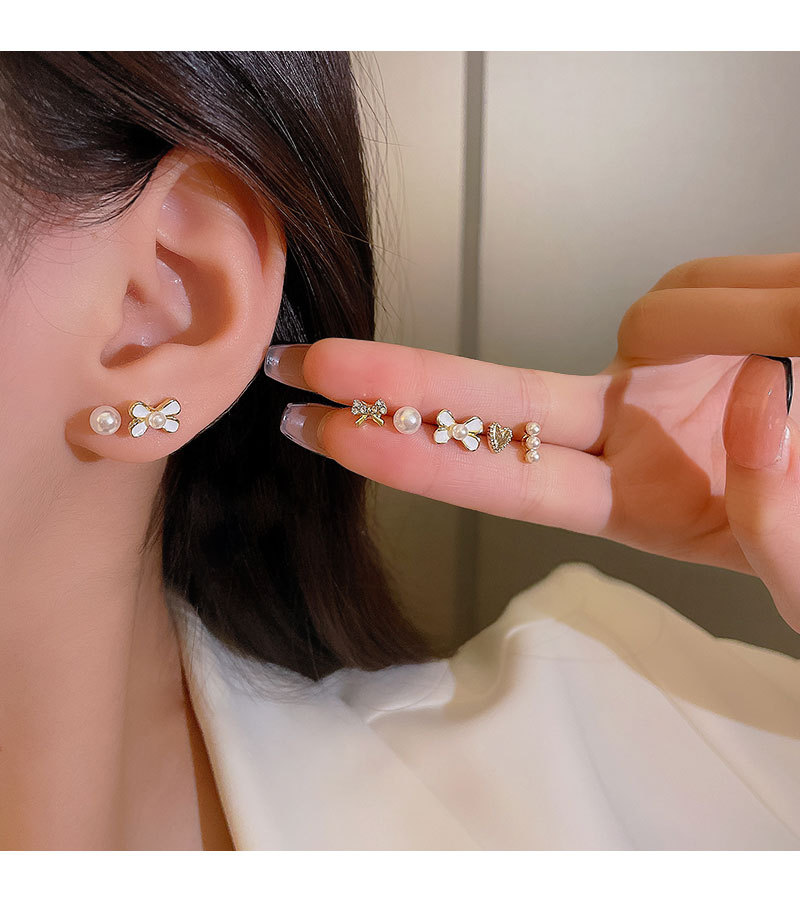 六对装925银针珍珠爱心套装耳钉女小香风气质简约网红耳环耳饰品详情16