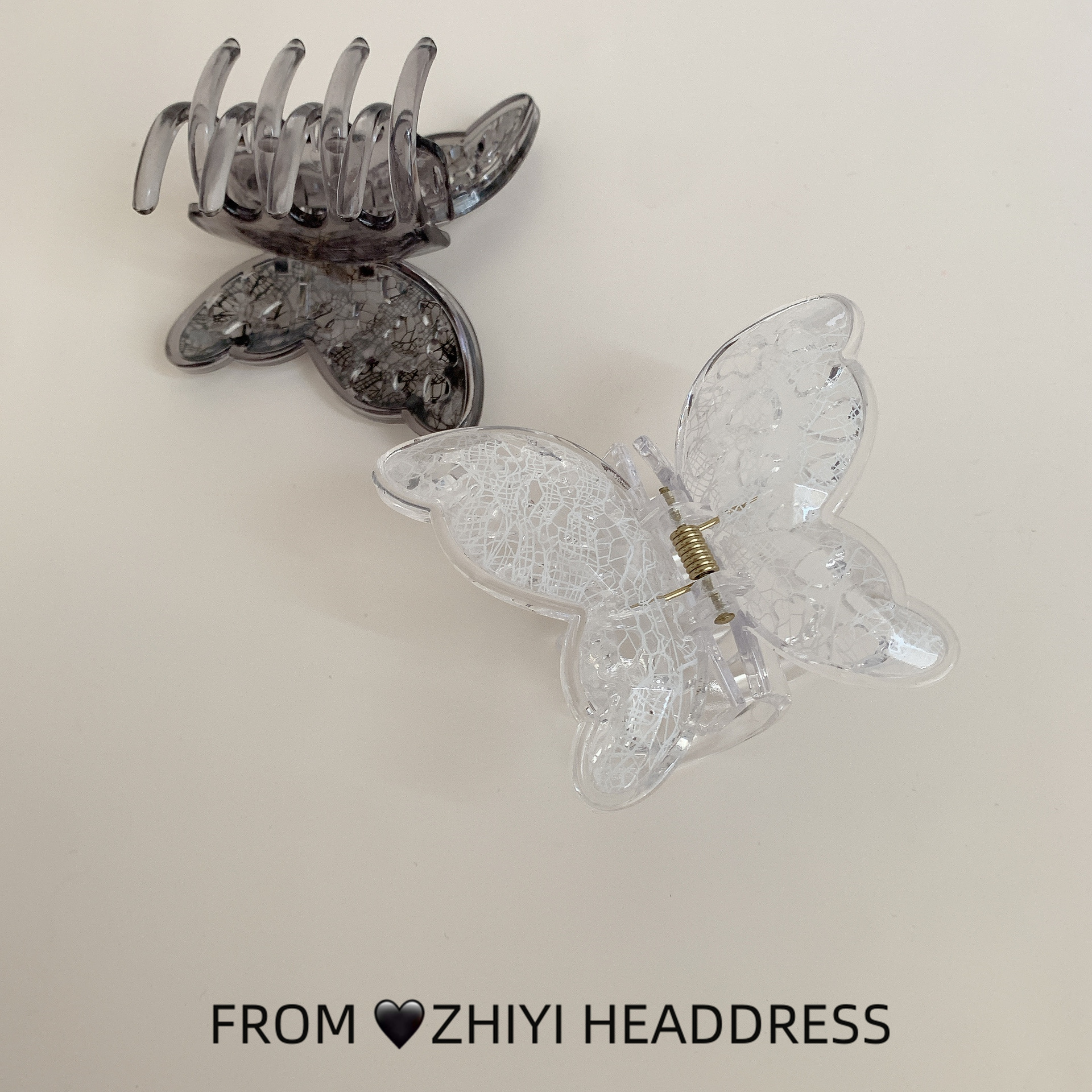 Retro lace butterfly hair clips for women, half-tied hair at the back of the head, high-end shark clips, new small scratch-clip headwear and hair accessories pic 5