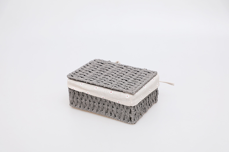 Imitation rattan woven fabric storage basket, dirty clothes, socks, tissue storage box, rectangular dried fruit and snack storage basket set pic 17