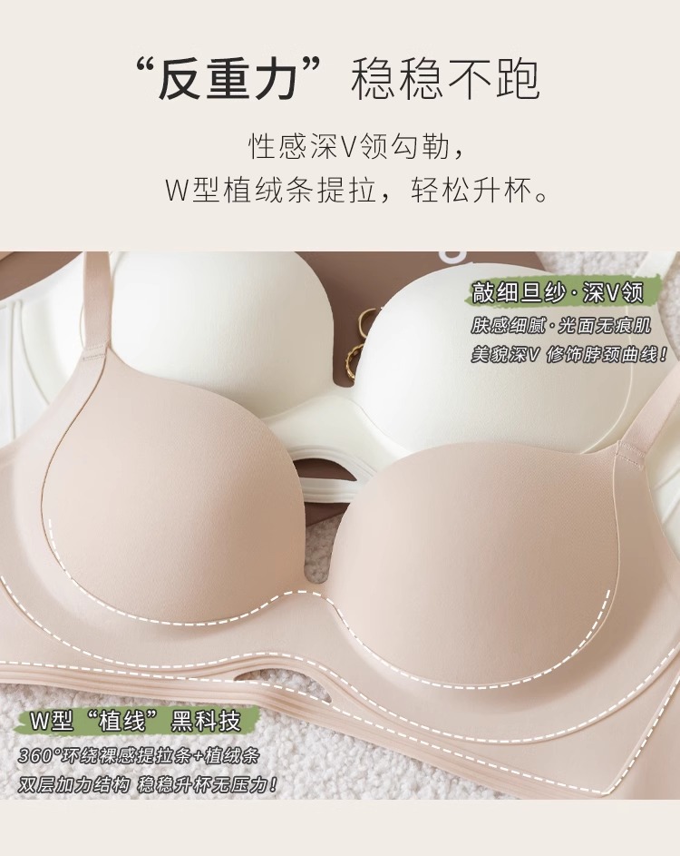 无痕裸感提拉内衣女聚拢小胸显大收副乳防下垂软支撑无钢圈文胸罩详情6