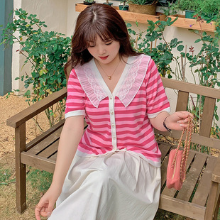 大码女装绣爱心甜美上衣外套2023春新款胖mm长袖针织开衫女21395详情11