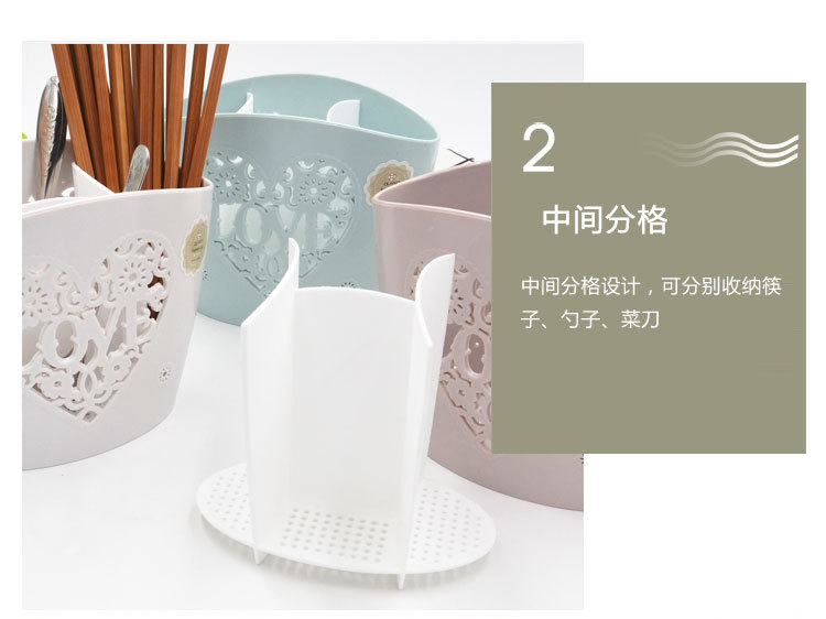 Wholesale of plastic multi-functional draining hollowed-out chopstick cages, kitchen chopstick storage hanging tableware and knife racks pic 6