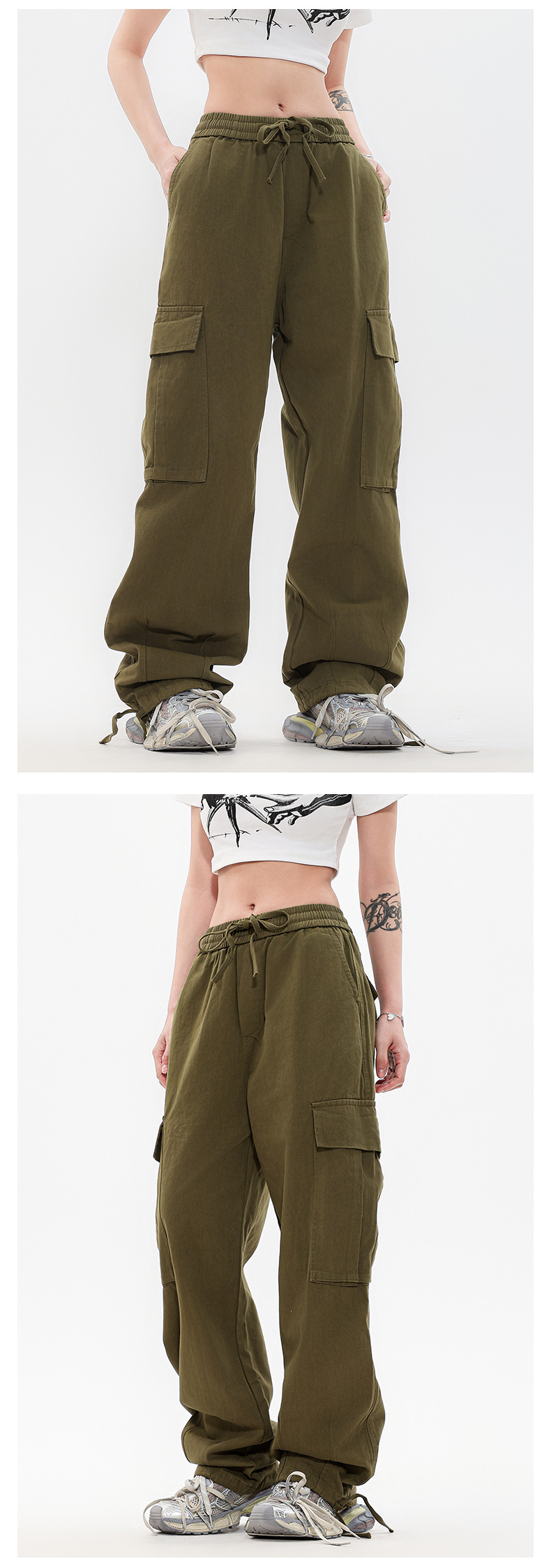 OREETA丨vintage直筒工装裤女可调节日系工装裤潮牌阔腿工装裤男详情9