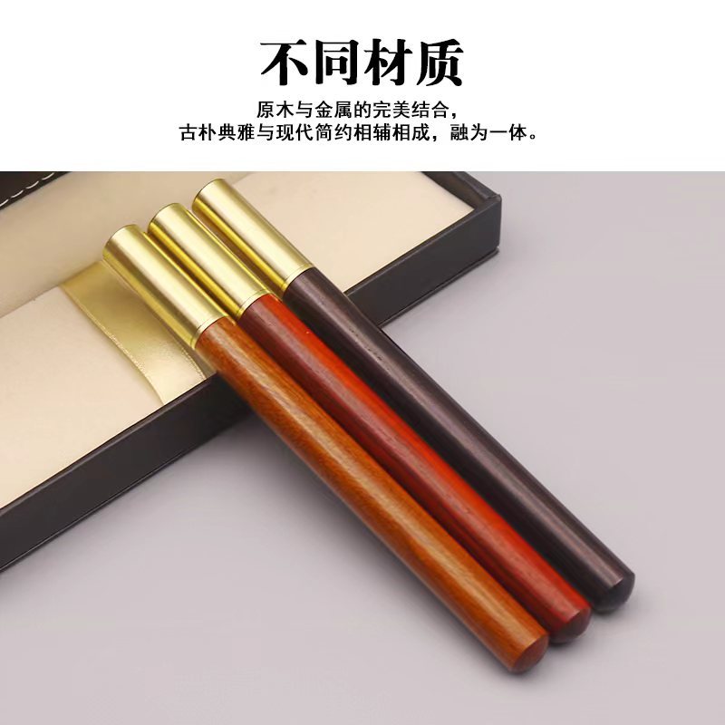 Brass rosewood pen, ebony signature pen, creative wooden gel pen, business cultural and creative gift LOGO pic 3