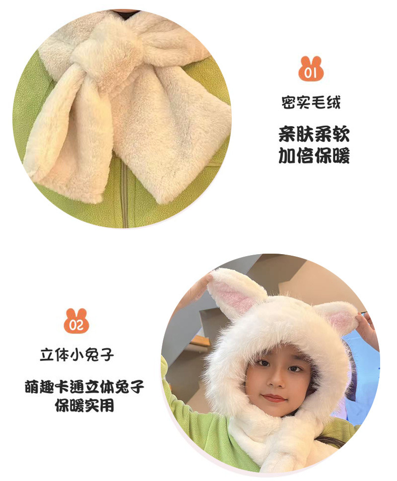 2024 Winter hats for girls: Cartoon plush scarf hat, one-piece hat with fleece, warm, comfortable and windproof Lei Feng hat pic 6