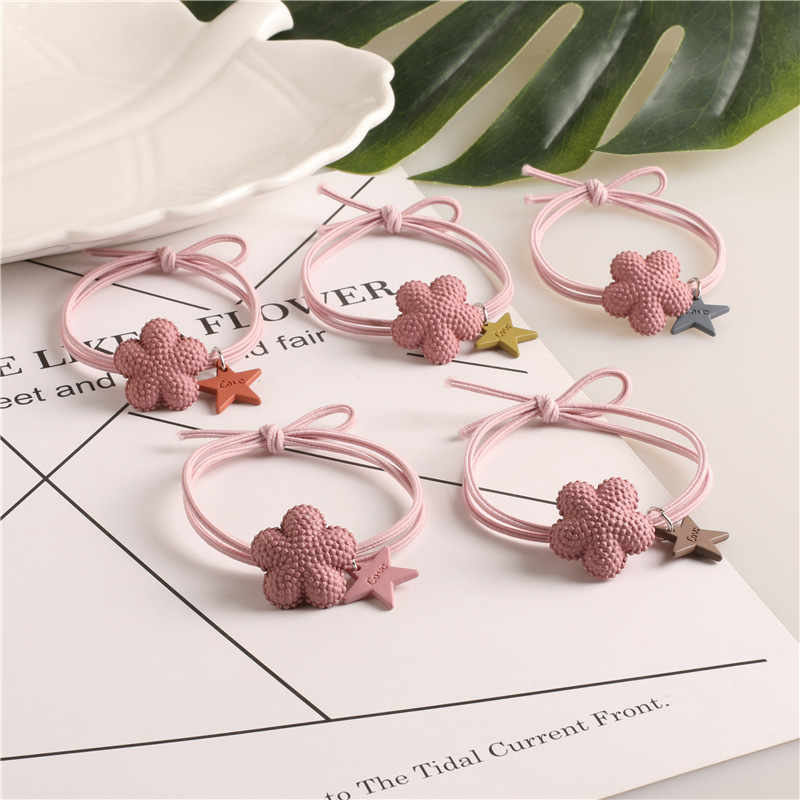 Korean style Instagram popular hair tie, creative cartoon five-pointed star flower hair band, hair tie rubber band, high-elasticity hair tie pic 17