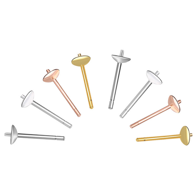 银配件珍珠托耳针带吊耳钉托珠盘DIY碗针空托凹头针厂家批发详情10