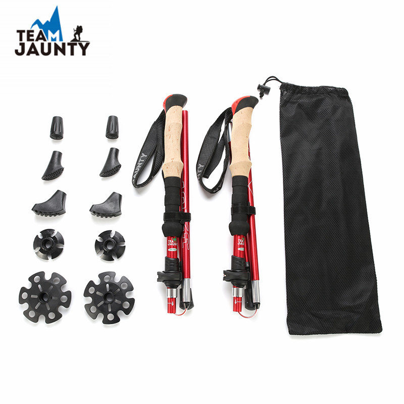 Cross-border 2-piece folding trekking stick set, outdoor hiking stick accessories, double-piece 7075 aluminum alloy pic 5