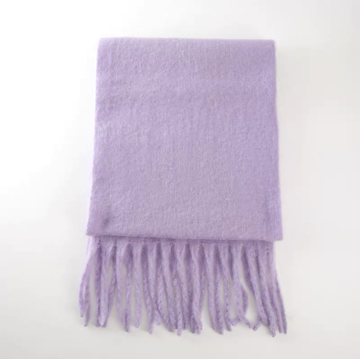 The 2024 new style scarf features solid mohair and winter macarons with thick tassels, providing warmth for ladies in autumn, winter and Christmas pic 17