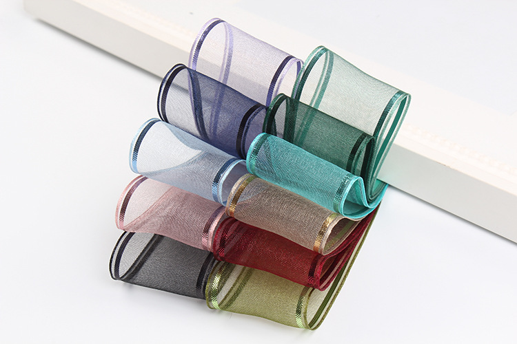 Dingxin Ribbon Wholesale, double-sided bright silk striped snow gauze ribbons, diy handmade hair accessories, bouquets, gift boxes, packaging ribbons pic 8
