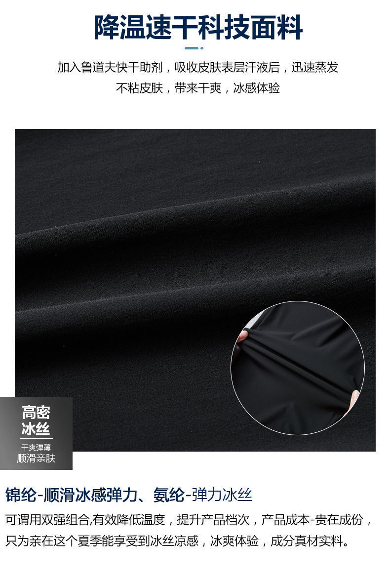 源头厂家夏季薄款冰丝裤子男直筒裤宽松九分裤学生纯色阔腿休闲裤详情2