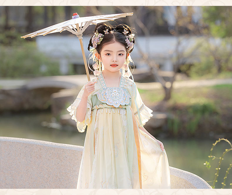 国潮女童汉服2025夏季新款儿童高端古装日常襦裙小女孩唐装连衣裙批发详情12