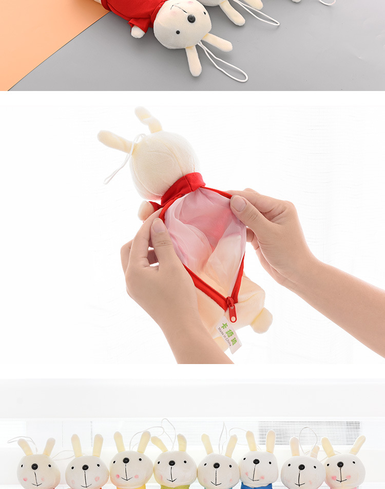 韩版卡通毛绒兔子笔袋文具袋男女小学生用品可爱创意礼品带提绳详情9