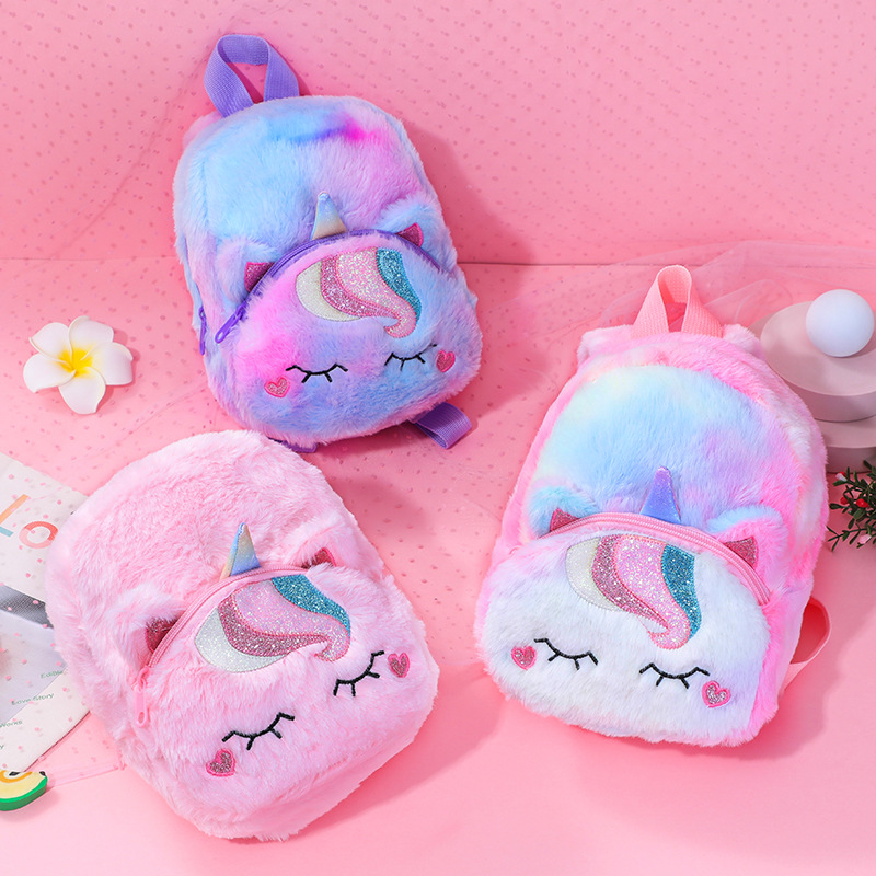 Unicorn独角兽毛绒小书包少女休闲背包双肩包可爱卡通幼儿 收纳包 pic 26