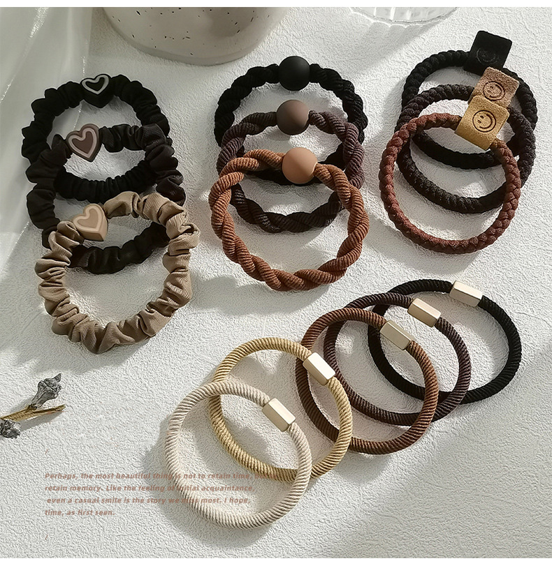韩国锁链皮筋可爱笑脸少女扎头发绳发圈高弹力简约气质头绳发饰详情27