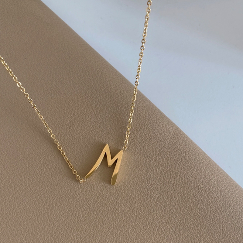 Titanio acero collar mujer inglés número mariposa pequeña cintura bruta clavícula gargantilla influencers en vivo el mismo estilo no se pierde color accesorios marea pic 32