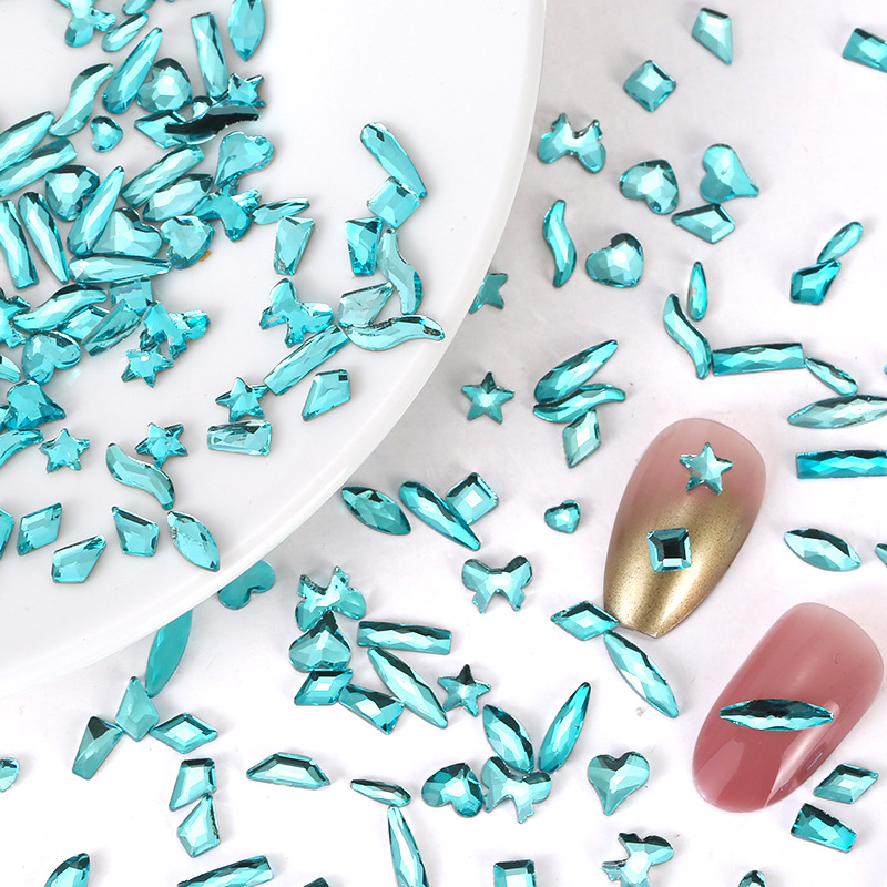 美甲饰品批发斤装美甲钻混装异形钻极光钻魅影紫指甲钻异形平底钻详情5