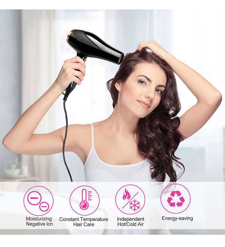 Cross-border SOKANY2214 hair dryer, hot and cold air hair dryer, high-power household, hotel and dormitory hair dryer pic 5