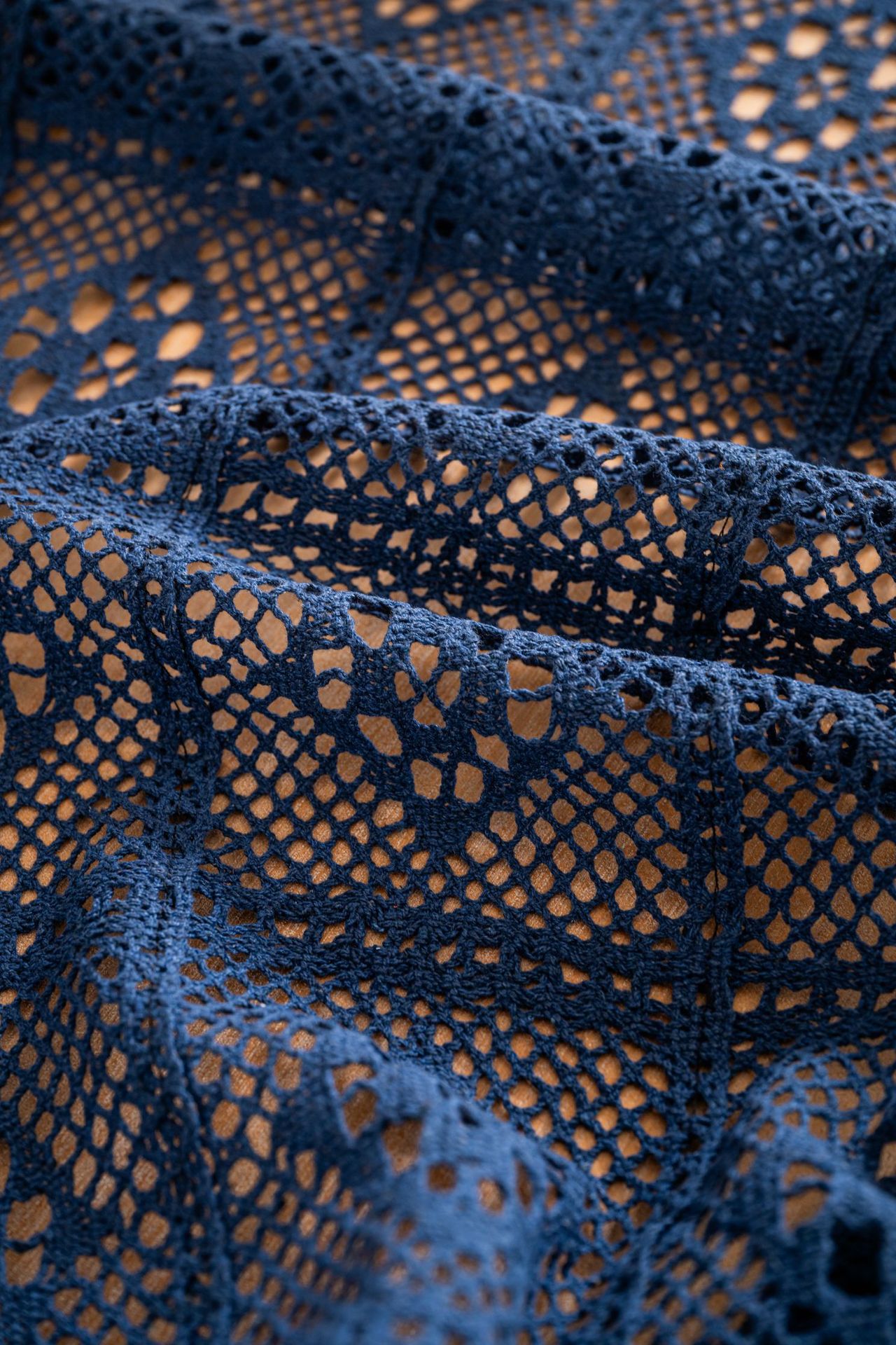 Cross-border hollowed-out hidden deep blue tablecloth, retro crochet photo art book, personalized cotton thread woven tablecloth cover pic 29