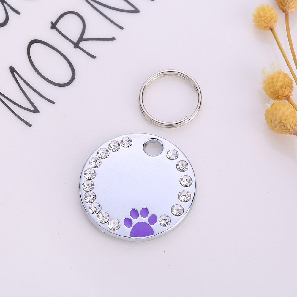 Pet accessories: Multi-color oil drip, foot print, pet dog tag, outdoor anti-loss engraved with diamond cat necklace pendant pic 9